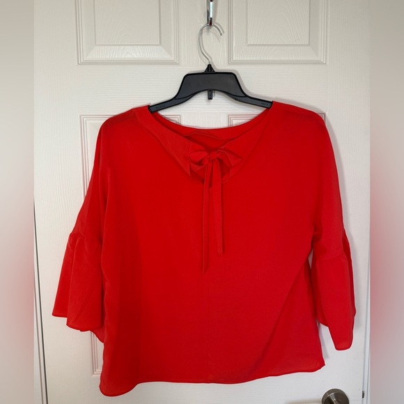 4/$20 Banana Republic Oversized Red Orange Flowy Bell Sleeve Blouse- size S- EUC - Picture 8 of 9
